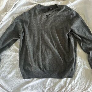 Neiman Marcus Gray V-Neck Sweater